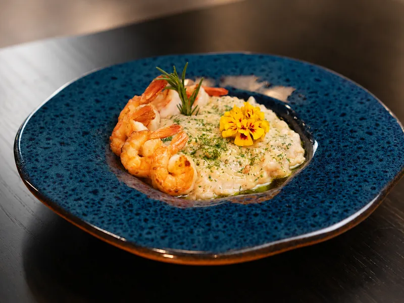 Risoto de camarão servido no Vera Sushi Lounge
